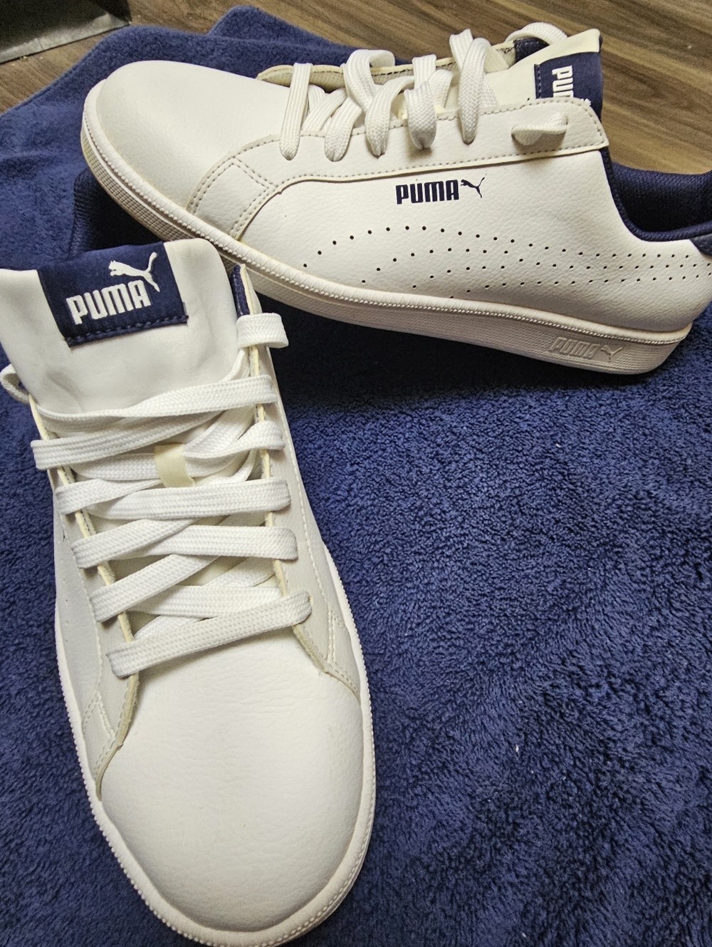 Puma White Sneakers with Navy Accents